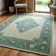 Handknotted Oushak Wool Rug A Cream